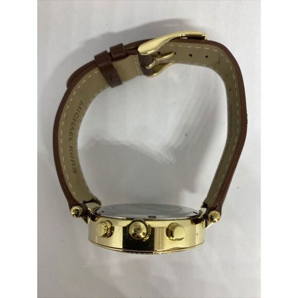 Michael Kors MK5632 Women's Brown Leather Analog Gold Dial Quartz Watch XX482 - Picture 8 of 12